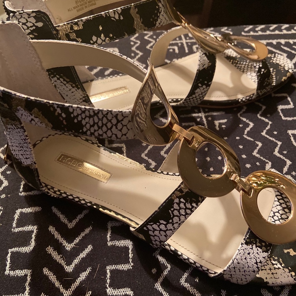 BCBG- Black snake skin summer sandals